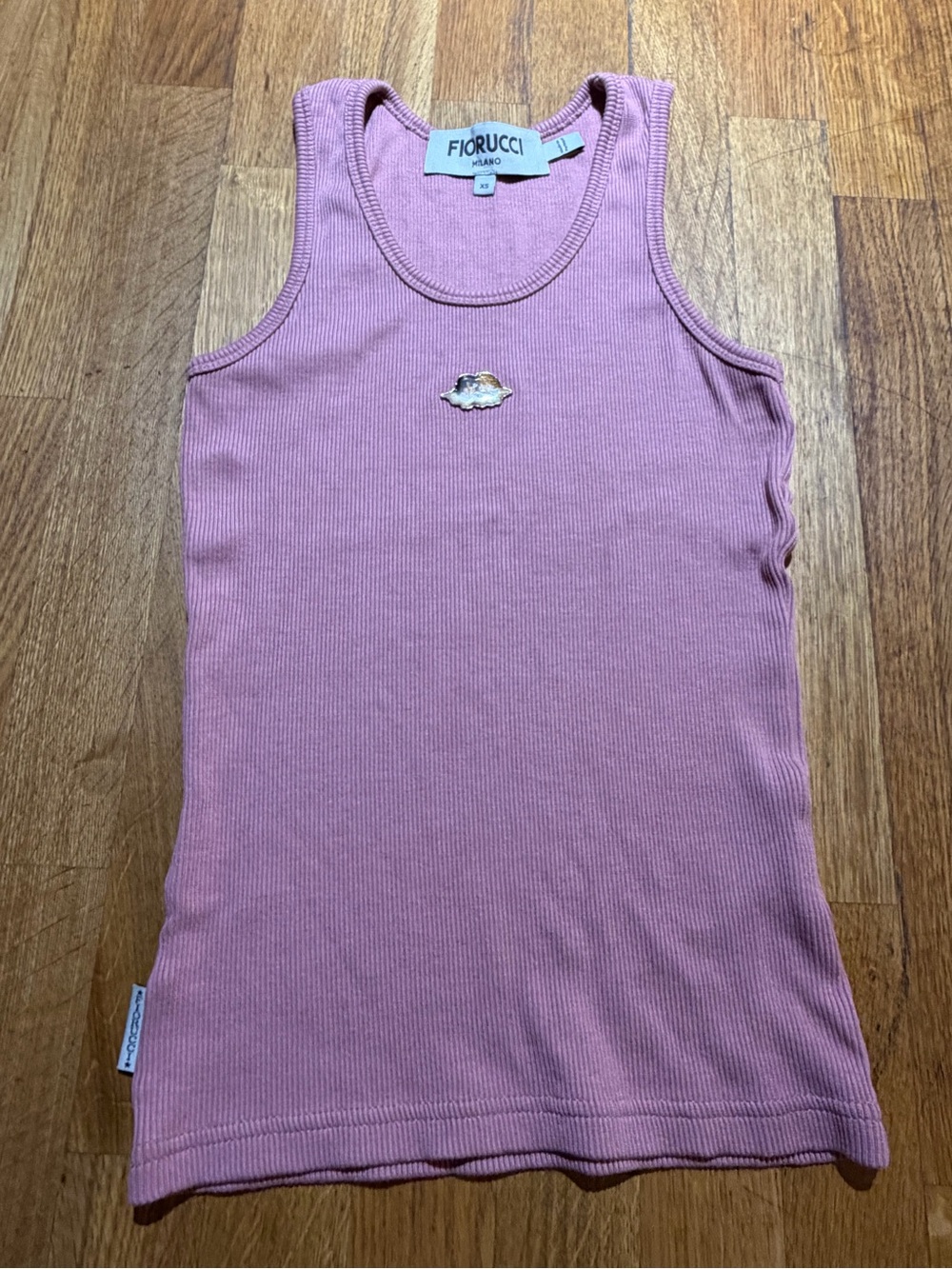 Fiorucci Pink Ribbed Tank with Angel Patch
